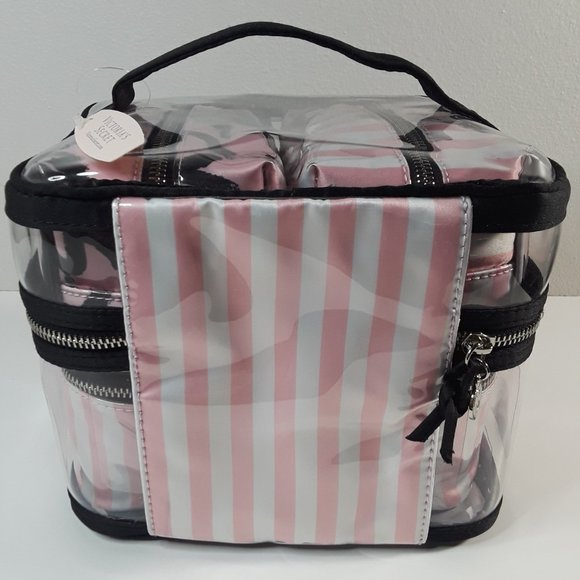 Victoria's Secret 4pc Signature Stripe Train Case - Picture 2 of 9